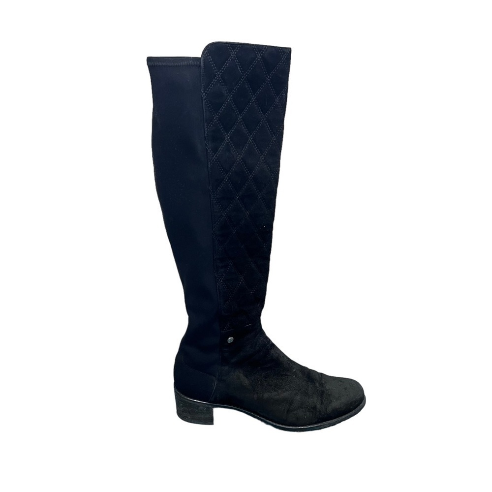 Stuart Weitzman Black Quilted Suede Boots Size 9